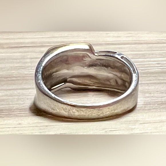 Designer Pranda CNA Sterling Silver & Gold Modernist Ribbon Ring, Size 8, 7.5G - Picture 4 of 10